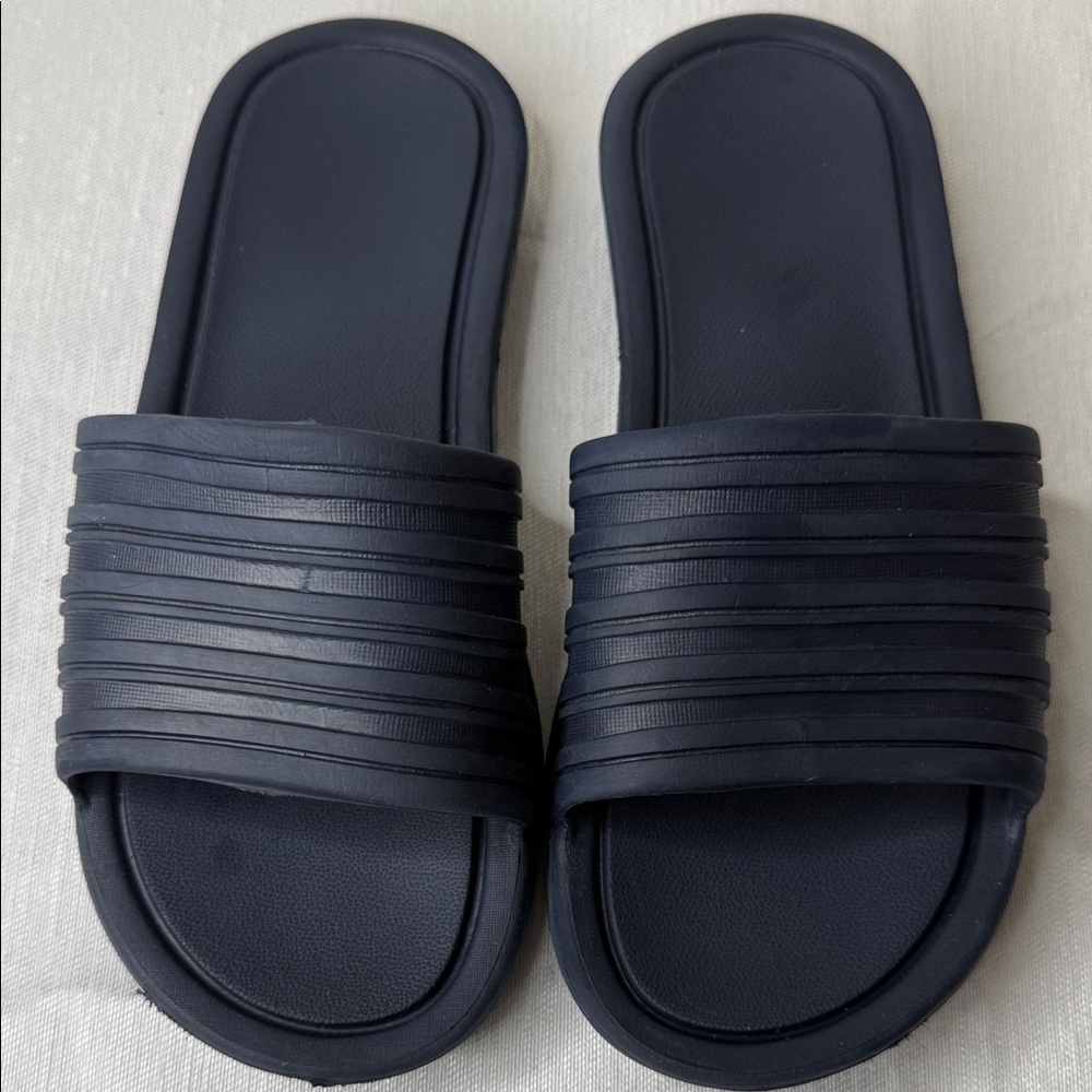 Men's Black Slide Sandals - Cushioned Everyday Slip-Ons